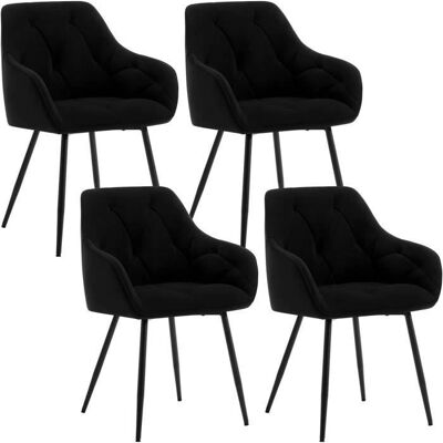 WOLTU Set 4 Modern Velvet Chairs - Dining & Office - Black WOLTU Set 4 Modern Velvet Chairs - Dining & Office - Black