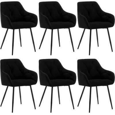 Ensemble de 6 Chaises Modernes en Velours - Noir - Chaises de Salle à Manger - Publicité Ensemble de 6 Chaises Modernes en Velours - Noir - Chaises de Salle à Manger - Publicité