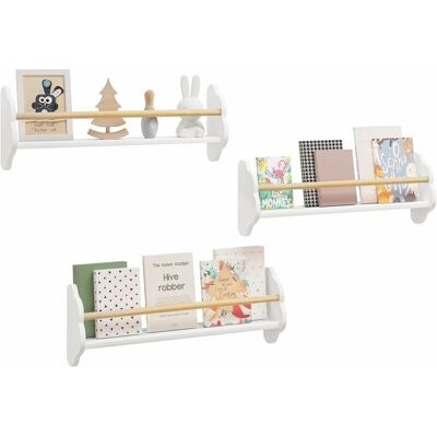 Woltu Wandregal für Kinder - 3 Regale, Weiß - Wandmontage Woltu Wandregal für Kinder - 3 Regale, Weiß - Wandmontage