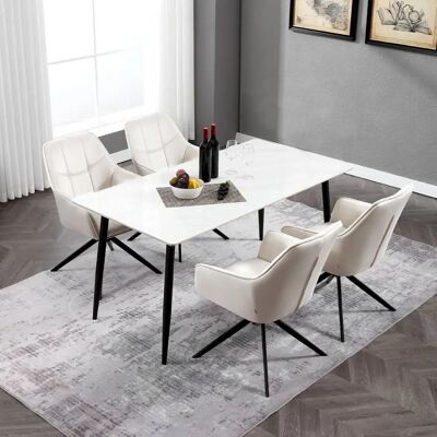 Silla de comedor Woltu W0ATT0178-1 - Terciopelo Crema - Silla, Patas de metal, Giratoria Silla de comedor Woltu W0ATT0178-1 - Terciopelo Crema - Silla, Patas de metal, Giratoria