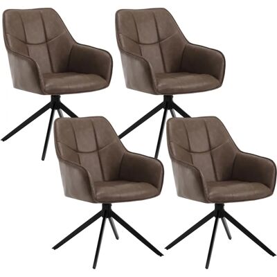 Juego de Sillas de Comedor Woltu - Giratoria 360° - Cuero sintético vintage - Marrón Juego de Sillas de Comedor Woltu - Giratoria 360° - Cuero sintético vintage - Marrón