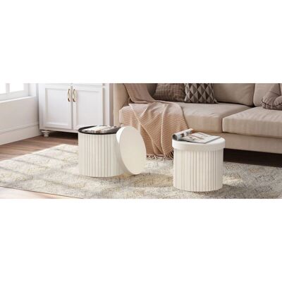 WOLTU - PUF CONTENEDOR CILÍNDRICO φ38xH36 - Crema - Ottoman WOLTU - PUF CONTENEDOR CILÍNDRICO φ38xH36 - Crema - Ottoman