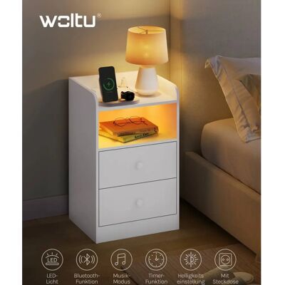 Woltu W0ETT0150-2 Nachttisch - USB & LED-Licht Woltu W0ETT0150-2 Nachttisch - USB & LED-Licht