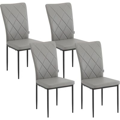 Conjunto de 4 sillas de comedor de piel sintética gris WOLTU Modelo Di Conjunto de 4 sillas de comedor de piel sintética gris WOLTU Modelo Di