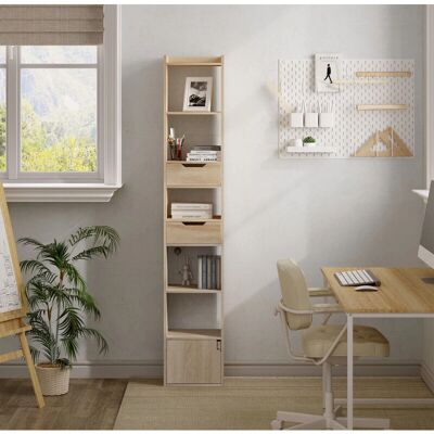 Bibliothèque Woltu Chêne Clair - 6 Étagères, 1 Porte - Pour Bureau ou Chambre - Publicité Bibliothèque Woltu Chêne Clair - 6 Étagères, 1 Porte - Pour Bureau ou Chambre - Publicité