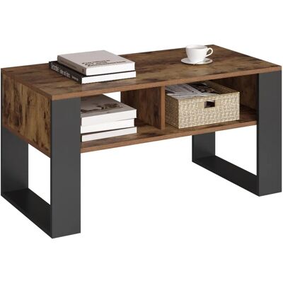 Table basse avec 2 compartiments ouverts - Chêne clair et noir, 90x45x45cm - Woltu - Publicité Table basse avec 2 compartiments ouverts - Chêne clair et noir, 90x45x45cm - Woltu - Publicité