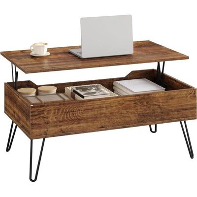 WOLTU Mesa de café vintage marrón ajustable - Mesa de centro WOLTU Mesa de café vintage marrón ajustable - Mesa de centro