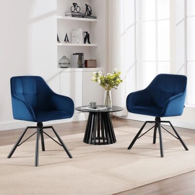 Conjunto de Sillas de Comedor de Terciopelo Azul WOLTU - Giratoria 360° Conjunto de Sillas de Comedor de Terciopelo Azul WOLTU - Giratoria 360°