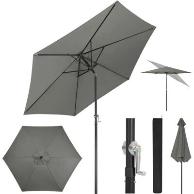 Sombrilla de jardín WOLTU, sombrilla exterior, manivela, 6 varillas, φ300cm, gris oscuro - Paraguas Sombrilla de jardín WOLTU, sombrilla exterior, manivela, 6 varillas, φ300cm, gris oscuro - Paraguas