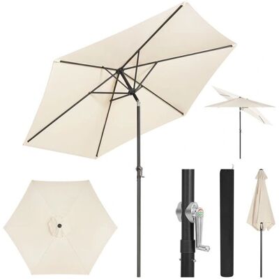 Sombrilla de Jardín WOLTU - 240cm Beige, Inclinación, Manivela, 6 Varillas Sombrilla de Jardín WOLTU - 240cm Beige, Inclinación, Manivela, 6 Varillas