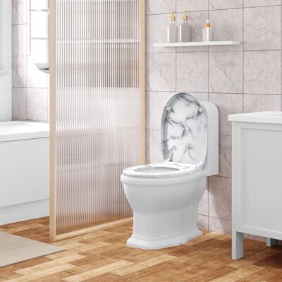 Woltu Sedia WC ovale, Marmo bianco - Toilet Seat Woltu Sedia WC ovale, Marmo bianco - Toilet Seat