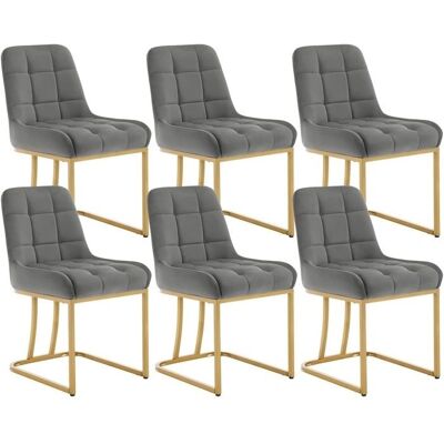 WOLTU - Silla Terciopelo - Gris Oscuro - Base Dorada - Silla WOLTU - Silla Terciopelo - Gris Oscuro - Base Dorada - Silla