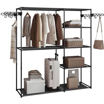 Armoire ouverte noire WOLTU avec 8 étagères & cintres - Publicité Armoire ouverte noire WOLTU avec 8 étagères & cintres - Publicité