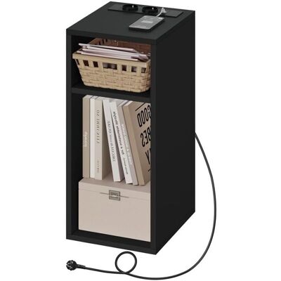 Mesita de noche Woltu con puertos USB - Negra con carga Mesita de noche Woltu con puertos USB - Negra con carga