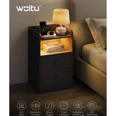 Mesita Woltu W0ETT0240 - USB, Luz LED, Almacenamiento Mesita Woltu W0ETT0240 - USB, Luz LED, Almacenamiento