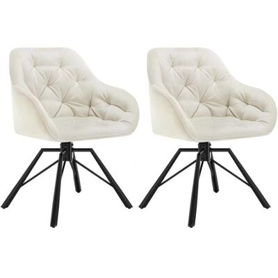 Woltu 2X Sillón de Comedor Giratorio en Terciopelo Moderno Crema - Sala de Espera Woltu 2X Sillón de Comedor Giratorio en Terciopelo Moderno Crema - Sala de Espera