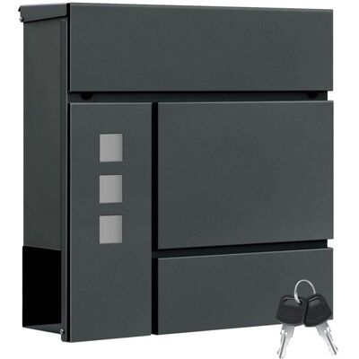 Buzón Woltu con 3 ventanas - Cerradura segura - Antracita - 37x10,5x37cm Buzón Woltu con 3 ventanas - Cerradura segura - Antracita - 37x10,5x37cm