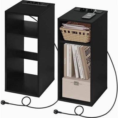 Mesita de noche Woltu con regleta y USB - Negro Mesita de noche Woltu con regleta y USB - Negro