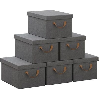 Woltu 6x Boîtes de Rangement avec Couvercle - 38x27x20cm - Gris - Boîte de Rangement - Publicité Woltu 6x Boîtes de Rangement avec Couvercle - 38x27x20cm - Gris - Boîte de Rangement - Publicité