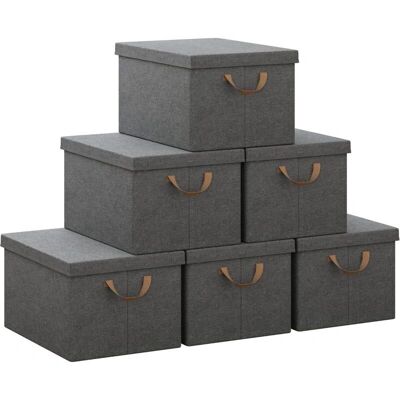 Woltu 6x Cajas de Almacenamiento con Tapa - 43x33x26cm - Gris - Tipo de almacenamiento Woltu 6x Cajas de Almacenamiento con Tapa - 43x33x26cm - Gris - Tipo de almacenamiento