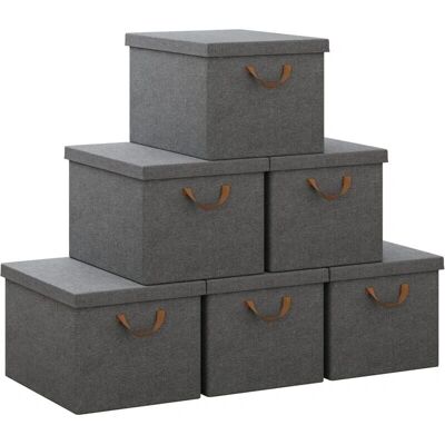Woltu 6x Cajas de Almacenamiento con Tapa - 51L - Gris Woltu 6x Cajas de Almacenamiento con Tapa - 51L - Gris
