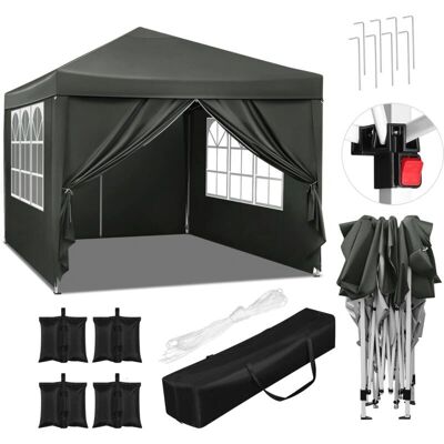 WOLTU 3x3m Pabellón de Jardín - Gris - Oxford 420D - Estructura de Hierro - Gazebo WOLTU 3x3m Pabellón de Jardín - Gris - Oxford 420D - Estructura de Hierro - Gazebo
