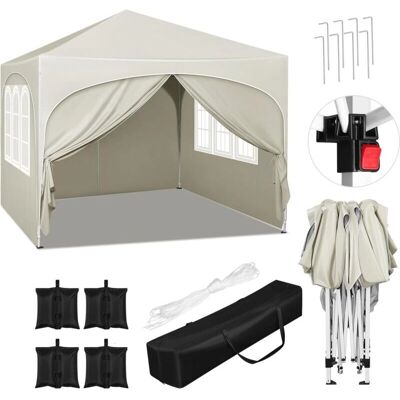 Woltu - Cenador de Jardín 3x3 m - Beige - Plegable - Impermeable Woltu - Cenador de Jardín 3x3 m - Beige - Plegable - Impermeable