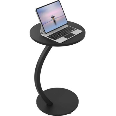 Woltu - Mesa auxiliar en forma de C para sofá - Negro Woltu - Mesa auxiliar en forma de C para sofá - Negro