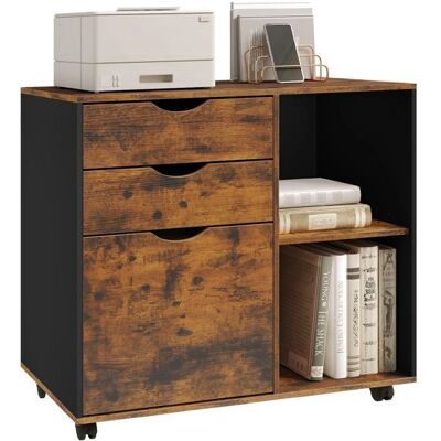 Woltu - Archivador móvil - marrón rústico - con ruedas - Mobile filing cabinet - Publicité Woltu - Archivador móvil - marrón rústico - con ruedas - Mobile filing cabinet - Publicité