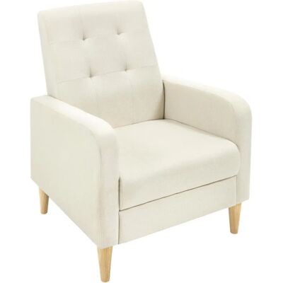 Woltu - Armchair - beige - lin - pieds en bois - Publicité Woltu - Armchair - beige - lin - pieds en bois - Publicité