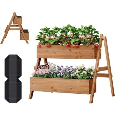Woltu Holz-Zweistöckige Gartenschale - Rustikales Design Woltu Holz-Zweistöckige Gartenschale - Rustikales Design