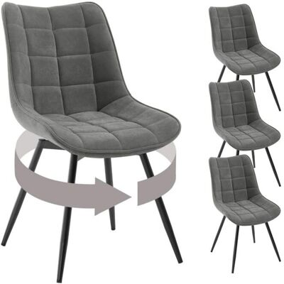 Woltu - Set - Velours Gris Foncé - Chaise de Salle à Manger Pivotante 360° - Publicité Woltu - Set - Velours Gris Foncé - Chaise de Salle à Manger Pivotante 360° - Publicité