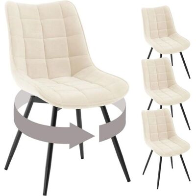 Woltu - Chaises à manger - Beige - Velours - Pieds en métal - Publicité Woltu - Chaises à manger - Beige - Velours - Pieds en métal - Publicité