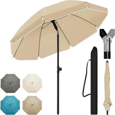 Woltu - Strand-Schirm 1,75 m Rund - Taupe - Garten Woltu - Strand-Schirm 1,75 m Rund - Taupe - Garten