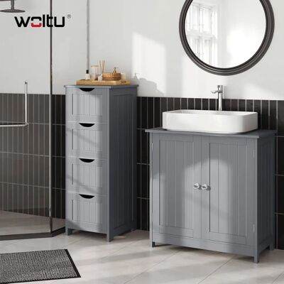 Armoire de salle de bain Woltu W0ITT3080 - Grand espace, MDF durable, Étagère réglable - Publicité Armoire de salle de bain Woltu W0ITT3080 - Grand espace, MDF durable, Étagère réglable - Publicité