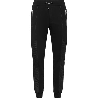 Philipp Plein zwarte joggingbroeken met nyloninzetstukken - Joggingbroeken Philipp Plein zwarte joggingbroeken met nyloninzetstukken - Joggingbroeken