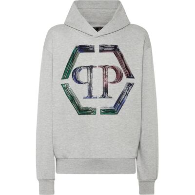 Philipp Plein LS Strass Hexagon Hoodie Sweatshirt - Hoodies Philipp Plein LS Strass Hexagon Hoodie Sweatshirt - Hoodies