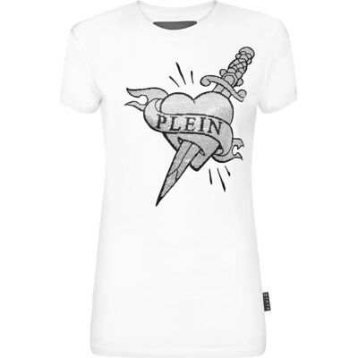 Philipp Plein Weiß Baumwoll-T-Shirt mit Schmucksteinen - T-Shirt Philipp Plein Weiß Baumwoll-T-Shirt mit Schmucksteinen - T-Shirt