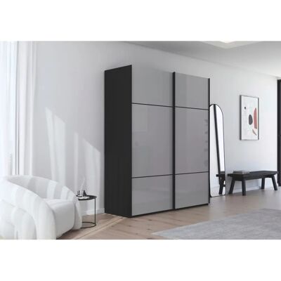 RAUCH - Scale-TRIO - Schwarz - Glas Seidengrau - Kleiderschrank RAUCH - Scale-TRIO - Schwarz - Glas Seidengrau - Kleiderschrank