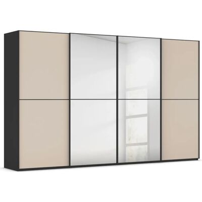 Rauch Scale-DUO - Glas champagner matt - Griffleisten schwarz - Schwebetürenschrank Rauch Scale-DUO - Glas champagner matt - Griffleisten schwarz - Schwebetürenschrank