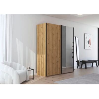 rauch - Scale-WOOD - Asteiche massiv - Schwarze Griffleisten - Kleiderschrank rauch - Scale-WOOD - Asteiche massiv - Schwarze Griffleisten - Kleiderschrank