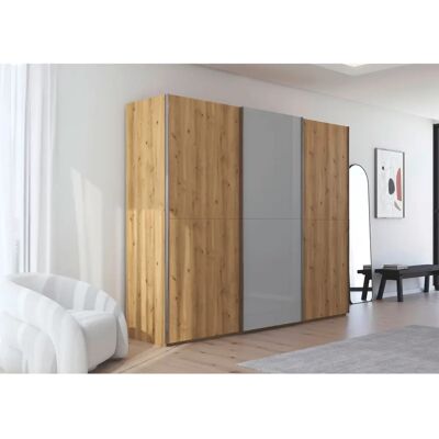 RAUCH - Scale-WOOD - Asteiche massiv - Glas seidengrau - Wardrobe RAUCH - Scale-WOOD - Asteiche massiv - Glas seidengrau - Wardrobe