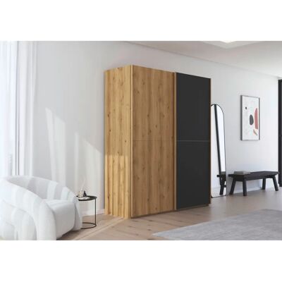 RAUCH Scale-WOOD Kleiderschrank - Eiche & schwarzes Glas - 181cm RAUCH Scale-WOOD Kleiderschrank - Eiche & schwarzes Glas - 181cm