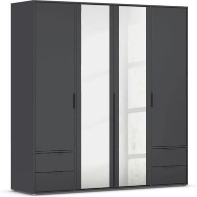 Rauch Nagata Kleiderschrank mit Spiegel - 4 Türen, 7 Einlegeböden, Modern Rauch Nagata Kleiderschrank mit Spiegel - 4 Türen, 7 Einlegeböden, Modern