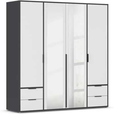 RAUCH Nagata Kleiderschrank mit Spiegel - 4 Türen, 7 Böden, 187cm RAUCH Nagata Kleiderschrank mit Spiegel - 4 Türen, 7 Böden, 187cm