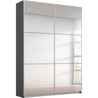 RAUCH Kleiderschrank - Reflect, Grau, 2 Türen, 4 Einlegeböden, 2 Kleiderstangen RAUCH Kleiderschrank - Reflect, Grau, 2 Türen, 4 Einlegeböden, 2 Kleiderstangen