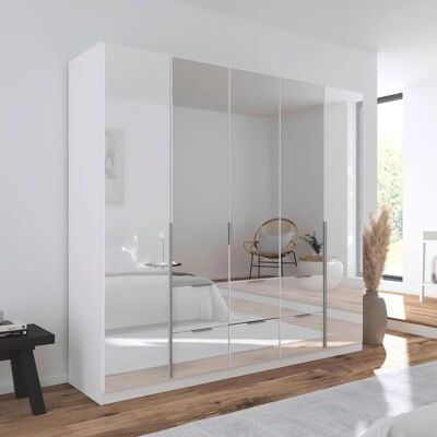 RAUCH AGORDO Kleiderschrank - Glasfront - 5 Böden - 3 Stangen - 6 Schubladen RAUCH AGORDO Kleiderschrank - Glasfront - 5 Böden - 3 Stangen - 6 Schubladen
