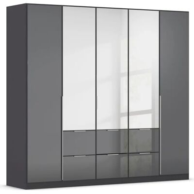 RAUCH AGORDO Kleiderschrank - 5 Türen, Glasfront, Grau RAUCH AGORDO Kleiderschrank - 5 Türen, Glasfront, Grau
