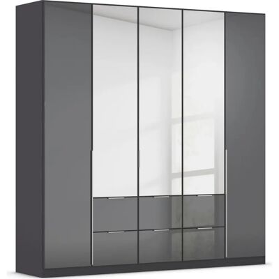 RAUCH Kleiderschrank AGORDO - 5-türig, Glasfront, Grau metallic RAUCH Kleiderschrank AGORDO - 5-türig, Glasfront, Grau metallic