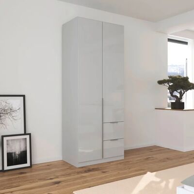 RAUCH Kleiderschrank - AGORDO mit Glasfront, Grau, 91x229cm RAUCH Kleiderschrank - AGORDO mit Glasfront, Grau, 91x229cm